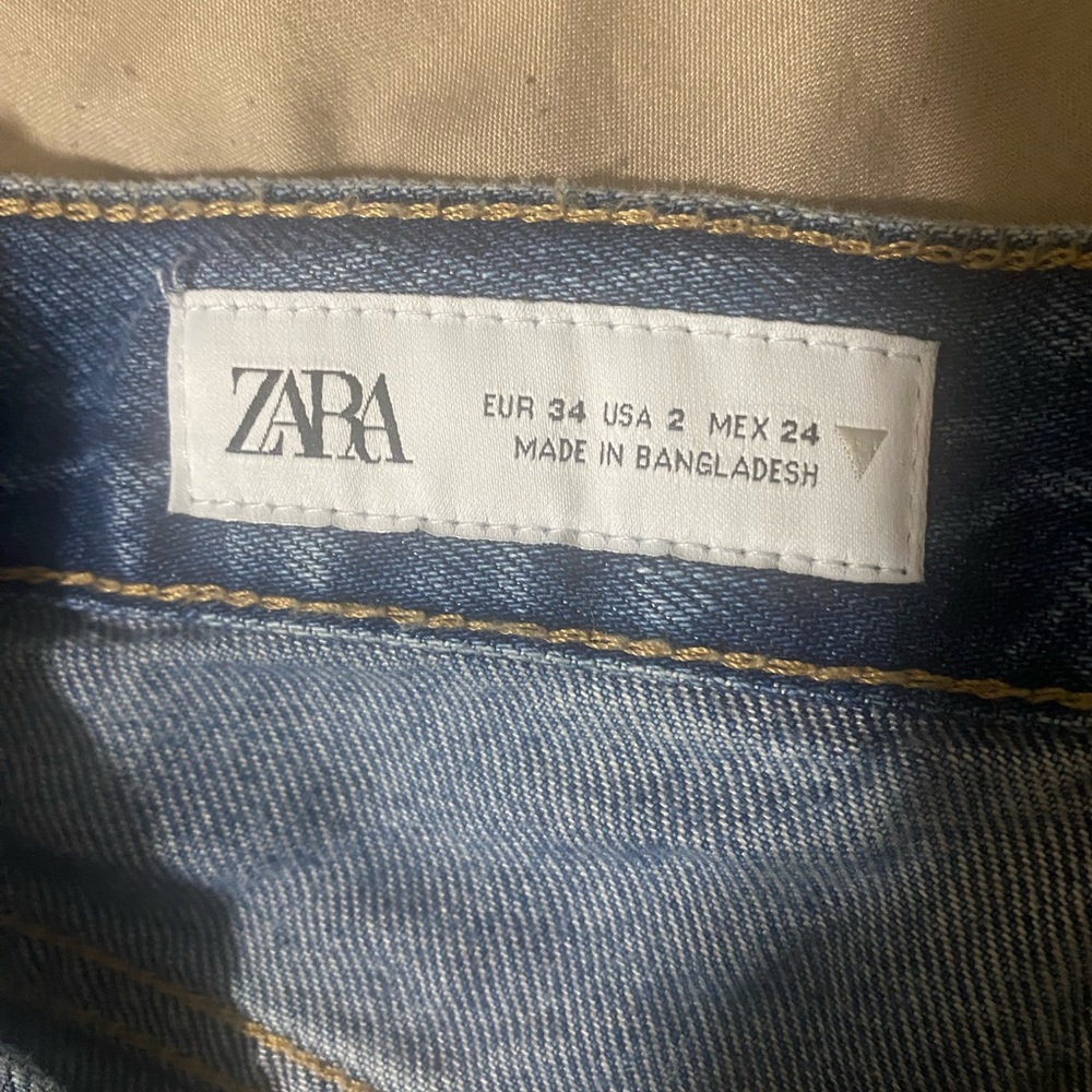 Zara Blue Distressed Flare Jeans - Picture 5 of 5